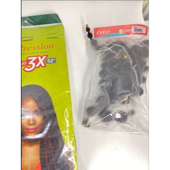 X-Pression Pre Stretched Black Red 52" Ultra Braid Hair 3 Packs - Picture 7 of 7
